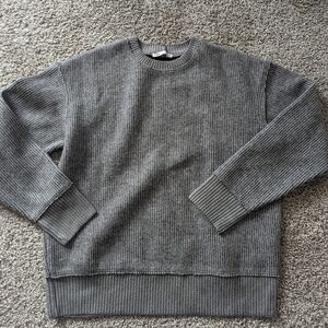 Mens Grey Zara Ribbed Crewneck